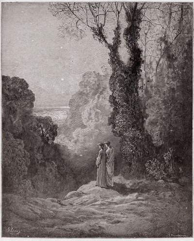 La Divina Comedia, Purgatorio, Canto 1: Los poetas contemplan la belleza de Venus en el cielo de la mañana - por Dante Alighieri (1265-1321) - Ilustración de Gustave Doré (1832-1883) de Gustave Dore