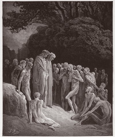 La Divina Comedia, Purgatorio, Canto 23: Las almas de los glotones - por Dante Alighieri (1265-1321) - Ilustración de Gustave Doré (1832-1883) de Gustave Dore