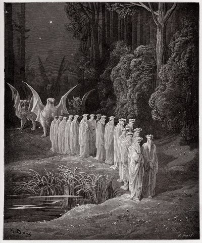 La Divina Comedia, Purgatorio, Canto 29: Los 24 ancianos en la procesión apocalíptica - por Dante Alighieri (1265-1321) - Ilustración de Gustave Doré (1832-1883) de Gustave Dore