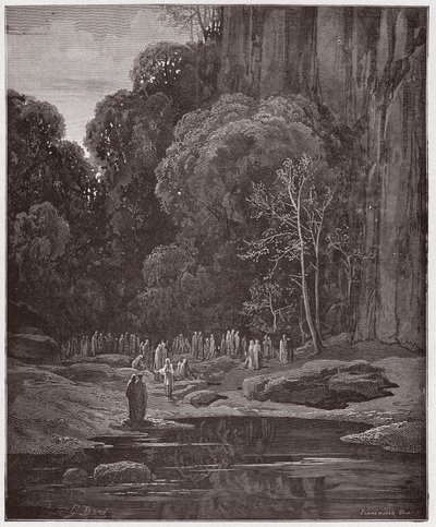 La Divina Comedia, Purgatorio, Canto 5: Los arrepentidos tardíos cantando el Miserere - Ilustración de Gustave Doré de Gustave Dore