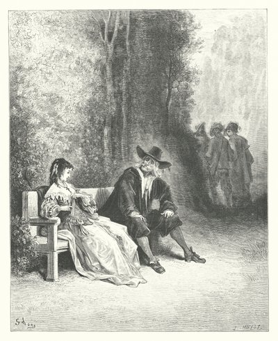 Las Fábulas de La Fontaine: La doncella (grabado) de Gustave Dore