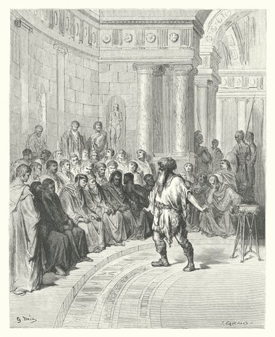 Las Fábulas de La Fontaine: El campesino del Danubio (grabado) de Gustave Dore