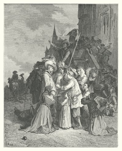Las Fábulas de La Fontaine: Los buitres y las palomas (grabado) de Gustave Dore