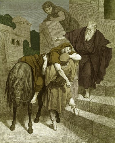 El Buen Samaritano en la posada de Gustave Dore