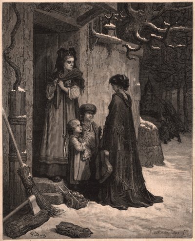 La cigarra y la hormiga, ilustración de la fábula de Jean de la Fontaine de Gustave Dore