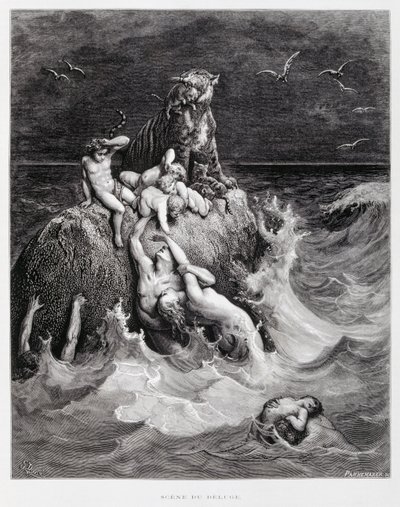 El diluvio universal, ilustración de la Biblia de Dore de Gustave Dore