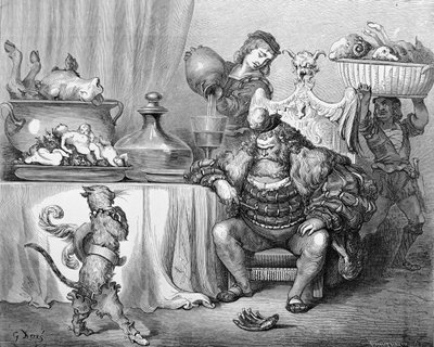 El ogro recibe al gato, ilustración de 