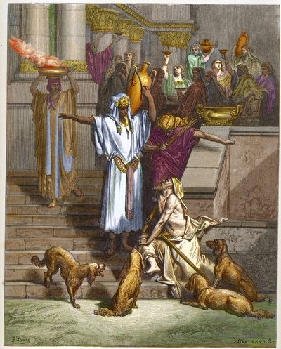 La Parábola del Rico y el Mendigo Lázaro - Grabado de 