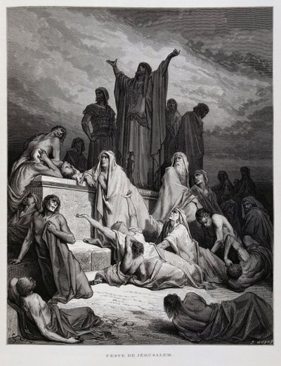 La peste golpea Jerusalén, Ilustración de la Biblia de Dore de Gustave Dore