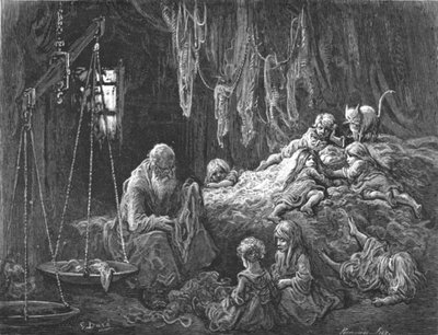 El hogar del comerciante de trapos - Calle Coulston, Whitechapel de Gustave Dore