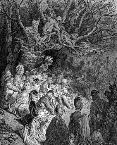 La orilla del río - Bajo los árboles de Gustave Dore