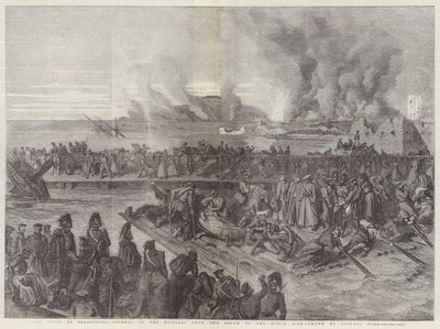 El sitio de Sebastopol, retirada de los rusos del sur al lado norte de Gustave Dore