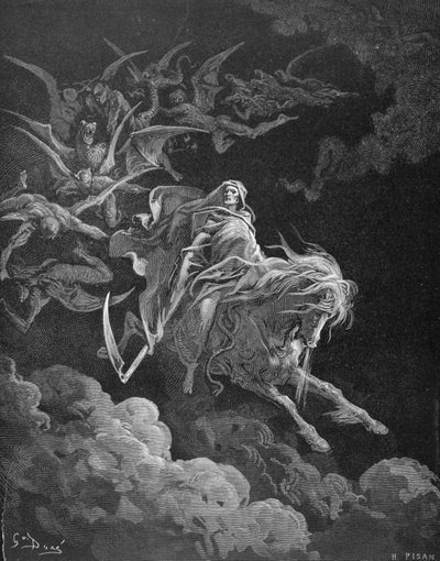 La visión de la muerte, grabado por Heliodore Joseph Pisan c.1868 de Gustave Dore