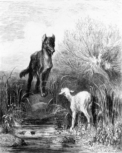 El Lobo y el Cordero "Fábulas" de La Fontaine por Doré de Gustave Dore