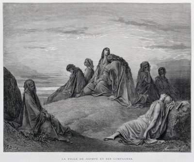Las hijas de Jepthah, Ilustración de la Biblia de Dore de Gustave Dore
