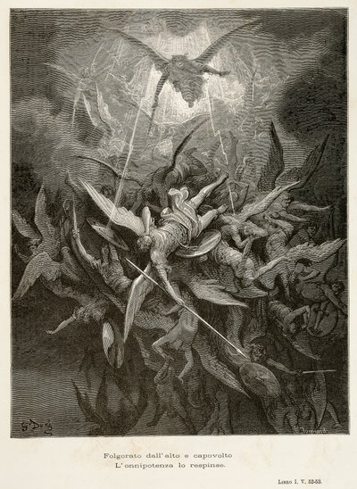 La caída de los ángeles, escena de El paraíso perdido de John Milton (1608-1674), ilustración de Gustave Doré (1832-1883) de Gustave Dore