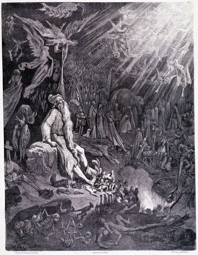El juicio final terminará tu tormento... Placa XII - Ilustración de Gustave Doré (1832-1883), para La leyenda del judío errante de Pierre Dupont, edición Librería del magazín pintoresco, París 1862 de Gustave Dore