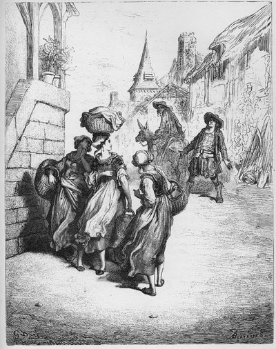 El molinero, su hijo y el burro - de "Fábulas" de Jean de La Fontaine de Gustave Dore