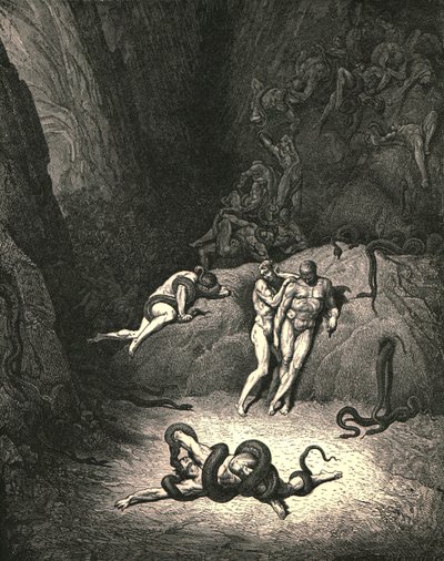 Los otros dos miraron, exclamando, ¡Ah! ¿Cómo cambias, Agnello!, c. 1890 de Gustave Dore