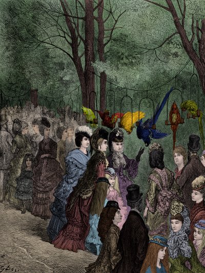 El paseo del loro en un zoológico victoriano de Londres por Doré de Gustave Dore