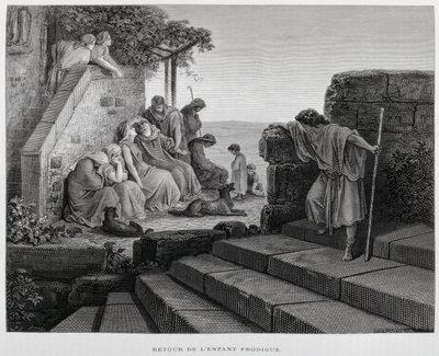 El regreso del hijo pródigo, Ilustración de la Biblia de Dore de Gustave Dore