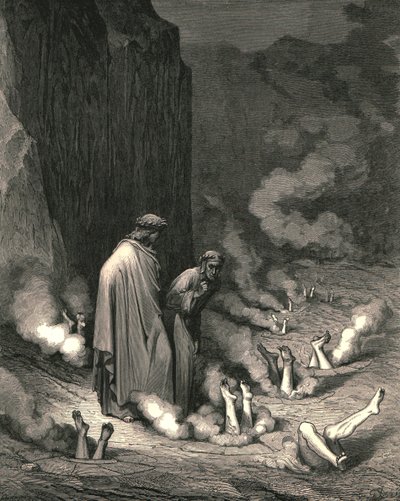 Allí estaba yo como el fraile, que confiesa a un miserable condenado por asesinato, c. 1890 de Gustave Dore