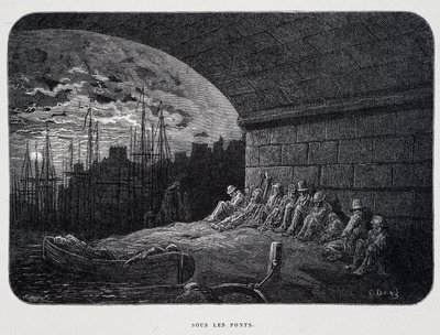 Vagabundo bajo puentes - en "Londres" por Gustave Doré de Gustave Dore