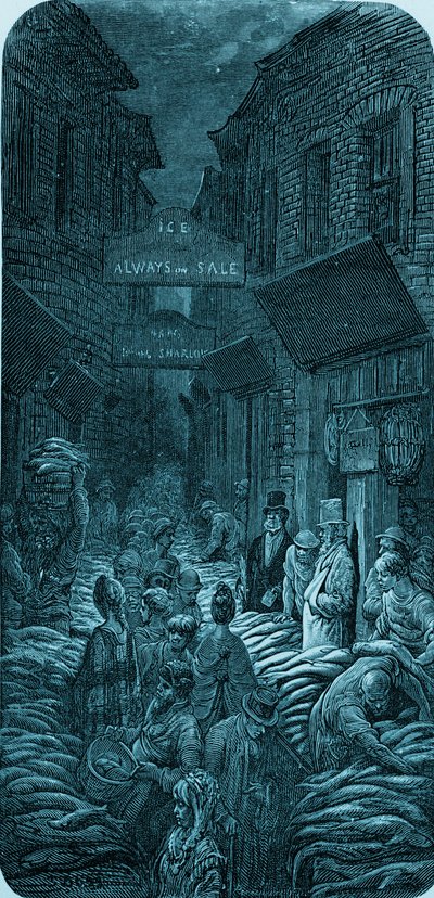 Mercado de pescado victoriano, grabado por Gustave Doré de Gustave Dore