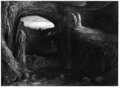 Virgilio y Dante entrando al Infierno, ilustración de 