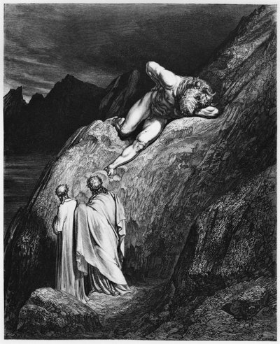 Virgilio (70-19 a.C.) y Dante, ilustración de 