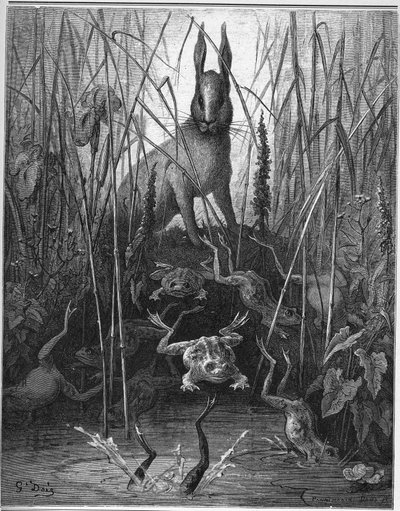 La liebre y la rana - de "Fábulas" de Jean de La Fontaine de Gustave Dore