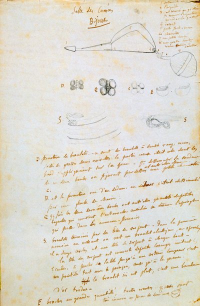 Dibujos de joyas para Salammbô, c1858 de Gustave Flaubert