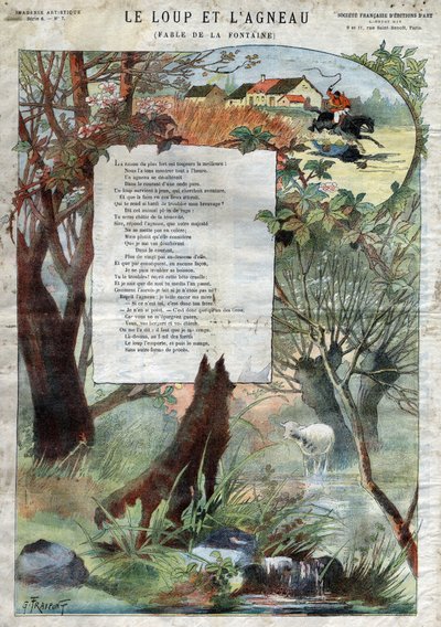El lobo y el cordero. Fábulas de Jean de La Fontaine (1621-95). Ilustración de Gustave Fraipont (1849-1923). Colección privada. de Gustave Fraipont