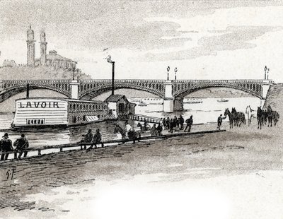 Vista del puente Grenelle en París Dibujo de Gustave Fraipont (1849-1923) desde Saint-Juirs de Gustave Fraipont