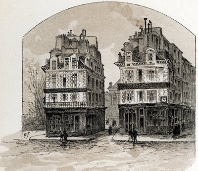 Vista de las casas antiguas de Pont-Neuf en París (Casas antiguas del puente Neuf, París) Dibujo de Gustave Fraipont (1849-1923) de Saint-Juirs de Gustave Fraipont