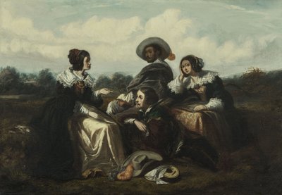 La historia. Personajes en traje de Luis XIII, hacia 1830 (óleo) de Gustave François Morin