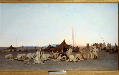 Oración vespertina en el desierto del Sahara (detalle) de Gustave Guillaumet