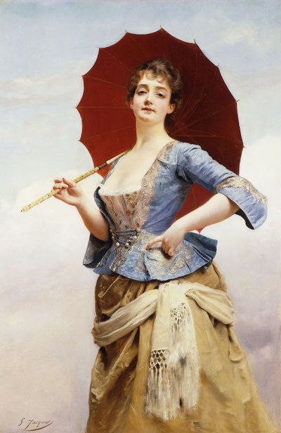 Una Dama con una Sombrilla de Gustave Jacquet
