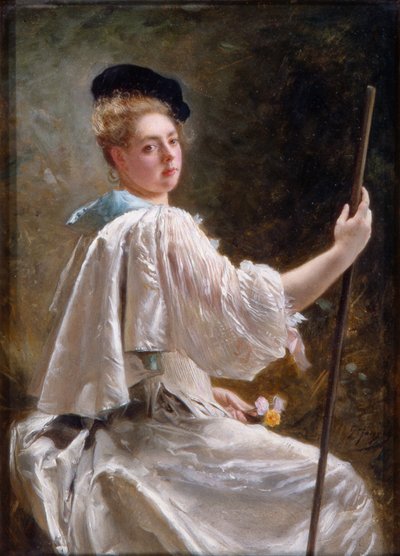 Dama con bastón, c.1895 (óleo sobre lienzo) de Gustave Jacquet
