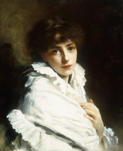 Retrato de una Joven en Blanco de Gustave Jacquet