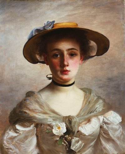 Retrato de una Joven con Sombrero de Paja de Gustave Jacquet