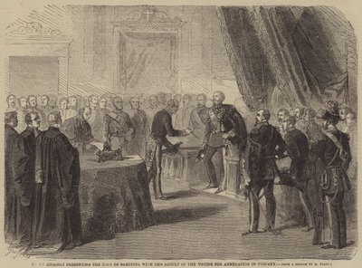 El Barón Ricasoli presentando al Rey de Cerdeña el resultado de la votación para la anexión en Toscana de Gustave Janet