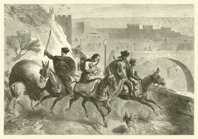 Gitanos saliendo de Toledo después del mercado de Gustave Janet