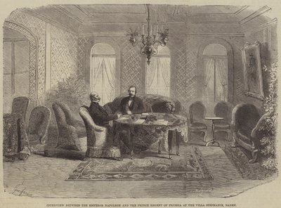 Entrevista entre el Emperador Napoleón y el Príncipe Regente de Prusia en la Villa Stephanie, Baden de Gustave Janet