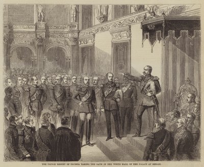 El Príncipe Regente de Prusia tomando el Juramento en el Salón Blanco del Palacio en Berlín de Gustave Janet