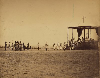 [Misa militar en el campo de Chalons en presencia del Emperador (Le messe militaire..Camp de Chalons...presence de l