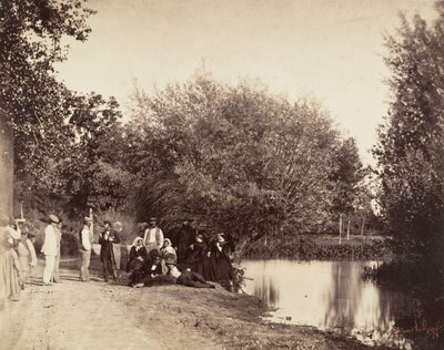 Escena cerca de un estanque en el molino de Petit-Mourmelon de Gustave Le Gray