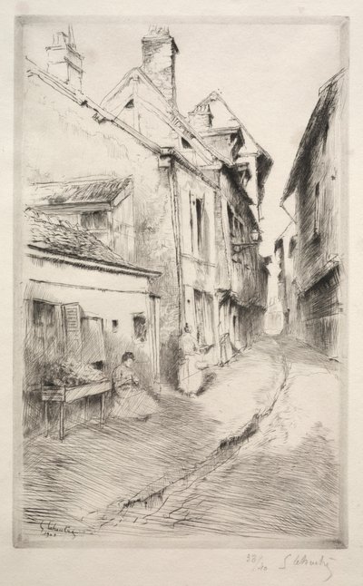 La calle de la Escuela en Troyes, 1902 de Gustave Leheutre