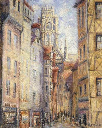 Rouen, una calle junto a la iglesia, c.1920 de Gustave Loiseau