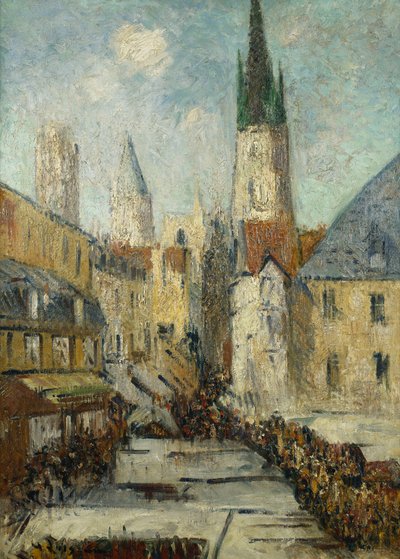 Calle de la Epicerie y la catedral de Ruan, c.1929 de Gustave Loiseau